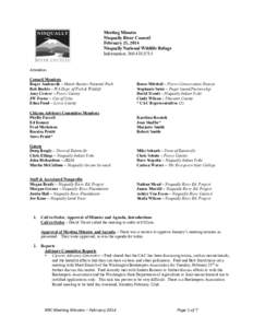 Meeting Minutes Nisqually River Council February 21, 2014 Nisqually National Wildlife Refuge Information: 