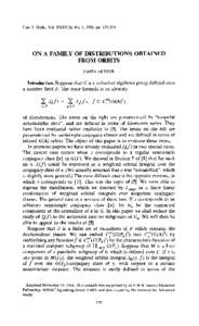 Can. J.  Math., Vol. XXXVIII, No. 1, 1986, pp[removed]ON A FAMILY OF DISTRIBUTIONS OBTAINED FROM ORBITS
