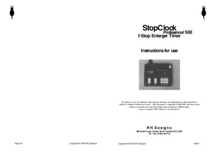 StopClock Professional 500 f-Stop Enlarger Timer Instructions for use