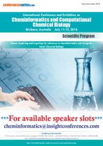 conferenceseries.com  Cheminformatics-2016 International Conference and Exhibition on