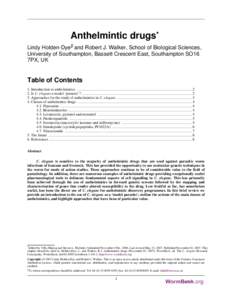 Antiparasitic agents / Anthelmintics / Macrolides / Emodepside / Macrocycles / Morpholines / Pyrantel / Levamisole / Caenorhabditis elegans / Biology / Chemistry / Medicine