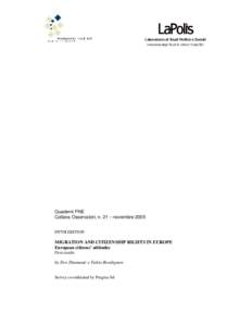 Laboratorio di Studi Politici e Sociali Università degli Studi di Urbino “Carlo Bo” Quaderni FNE Collana Osservatori, n. 21 – novembre 2005 FIFTH EDITION