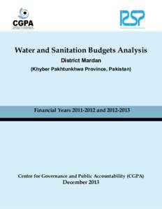 Water and Sanitation Budgets Analysis District Mardan (Khyber Pakhtunkhwa Province, Pakistan) Financial Years[removed]and[removed]