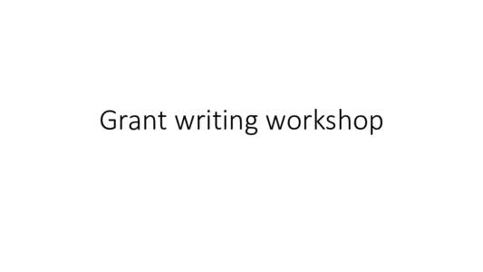 Grant writing workshop  Specific Aims Comparison between the first submission and the re-submission  Scores and comments