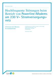 OFB-InfoLetterHochfrequente Störungen beim Betrieb von Powerline-Modems am 230 V~ Stromversorgungsnetz Information der Obersten
