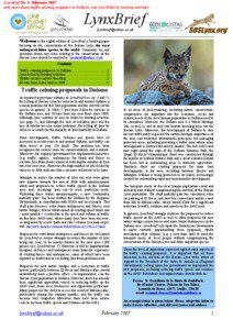 LynxBrief No. 8, February 2007 with news about traffic calming proposals in Doñana, and lynx killed by hunting activities