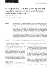 Peering into large lectures: examining peer and expert mark agreement using peerScholar, an online peer assessment tool
