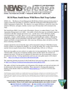 BLM plans south steens wild horse bait trap gather