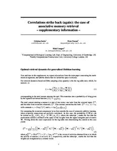 Correlations strike back (again): the case of associative memory retrieval – supplementary information – Cristina Savin1 [removed]