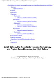 Small School, Big Results: Leveraging Technology and Project-Based Learning in a High School  ❍ Small School, Big Results: Leveraging Technology and Project-Based Learning in a High School ■