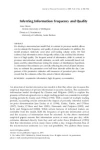 Journal of Financial Econometrics, 2005, Vol. 3, No. 4, 500–524  Inferring Information Frequency and Quality John Owens Victoria University of Wellington Douglas G. Steigerwald