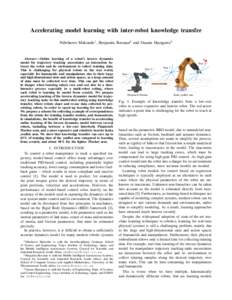 Accelerating model learning with inter-robot knowledge transfer Ndivhuwo Makondo1 , Benjamin Rosman2 and Osamu Hasegawa3 Abstract— Online learning of a robot’s inverse dynamics model for trajectory tracking necessita