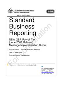 Release for Consultation  Standard Business Reporting NSW OSR Payroll Tax