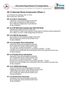 IExpansion Project, handout - Business meeting - US 14 alternate route construction timeline, Oct. 9, 2014
