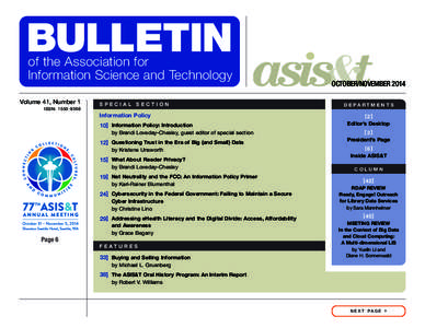 BULLETIN of the Association for Information Science and Technology Volume 41, Number 1