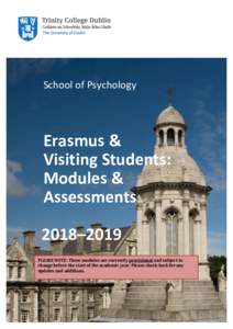 School of Psychology  Erasmus & Visiting Students: Modules & Assessments