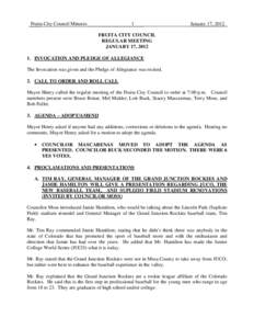 Fruita City Council Minutes  1 January 17, 2012