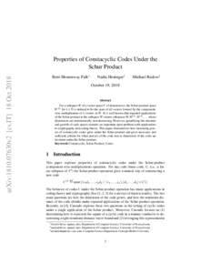 arXiv:1810.07630v2 [cs.IT] 18 OctProperties of Constacyclic Codes Under the Schur Product Brett Hemenway Falk∗