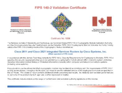FIPS[removed]Validation Certificate No. 1038