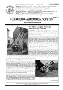 Published by the Federation of Astronomical Societies  ISSNAutumn 2002