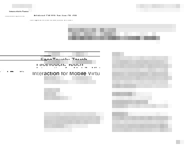 Interactivity Demo  #chi4good, CHI 2016, San Jose, CA, USA FaceTouch: Touch Interaction for Mobile Virtual Reality