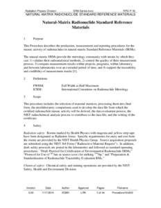 Natural-Matrix Radionuclide Standard Reference Materials