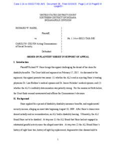 Case 1:14-cvTAB-JMS Document 36 FiledPage 1 of 10 PageID #: <pageID> UNITED STATES DISTRICT COURT SOUTHERN DISTRICT OF INDIANA INDIANAPOLIS DIVISION