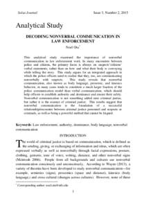 Salus Journal  Issue 3, Number 2, 2015 Analytical Study DECODING NONVERBAL COMMUNICATION IN
