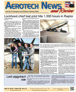 Lockheed chief test pilot hits 1,000 hours in Raptor by Linda KC Reynolds staff writer