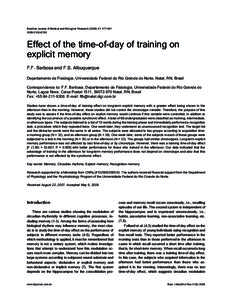 Brazilian Time-of-day Journal of training of Medical and memory
