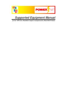 Supported Equipment Manual for the 7200 Series Handheld Computer manufactured by Hand Held Products Copyright © [removed]by Connect, Inc. All rights reserved. This document may not be reproduced in full or in part, 