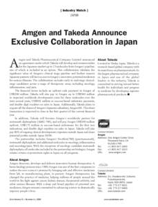 [ Industry Watch ]  JAPAN Amgen and Takeda Announce