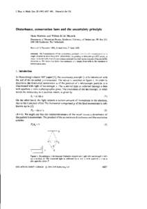 J. Phvs.A: Math. Gen4901.Printed in the UK  Disturbance,conservationlaws and the uncertainty principle Hans Martensand Willem M de Muynck Departmentof TheoreticalPhysics,EindhovenUniversityof Technology,