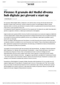 Firenze: il granaio dei Medici diventa hub digitale per giovani e start up ­ Il Sole 24 ORE  FIRENZE