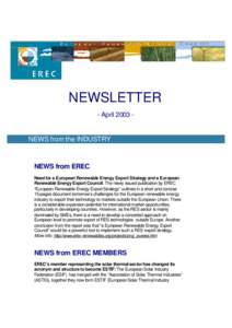 NEWSLETTER - AprilNEWS from the INDUSTRY  NEWS from EREC