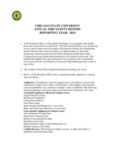 CHICAGO STATE UNIVERSITY ANNUAL FIRE SAFETY REPORT REPORTING YEAR: 2014 1.
