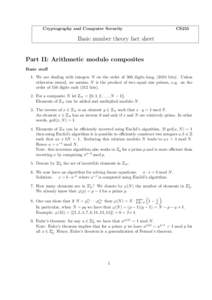 Cryptography and Computer Security  CS255 Basic number theory fact sheet Part II: Arithmetic modulo composites