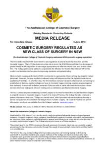 Microsoft WordACCS media release NSW Regulation of Cosmetic Surgery FINAL.docx
