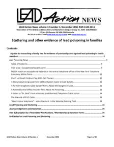 Stuttering and other evidence of lead poisoning in families