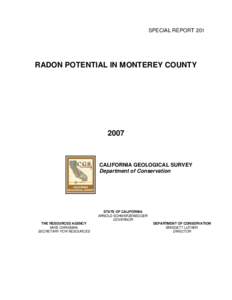 SPECIAL REPORT 201  RADON POTENTIAL IN MONTEREY COUNTY 2007