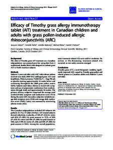 Hebert et al. Allergy, Asthma & Clinical Immunology 2011, 7(Suppl 2):A17 http://www.aacijournal.com/content/7/S2/A17 ALLERGY, ASTHMA & CLINICAL IMMUNOLOGY