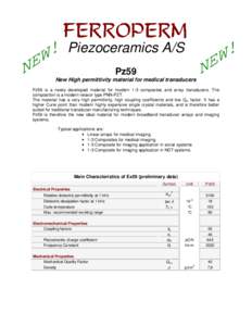 Piezoceramics A/S Pz59 New High permittivity material for medical transducers Pz59 is a newly developed material for modern 1-3 composites and array transducers. The composition is a modern relaxor type PNN-PZT.