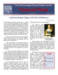 The Jewish Genealogical Society of Hamilton and Area  Treasured Times Vol. 6 Issue 4  www.jgsh.org