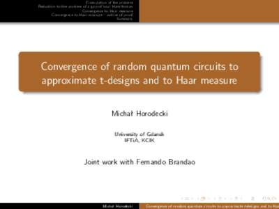 Convergence of random quantum circuits to approximate t-designs and to Haar measure