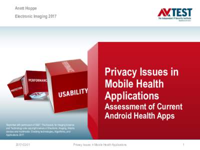 Anett Hoppe Electronic Imaging 2017 Privacy Issues in Mobile Health Applications