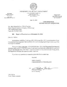 Mississippi Insurance Department Report of Examination of DIRECT GENERAL INSURANCE COMPANY OF MISSISSIPPI 4734 North State Street