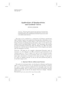Comparison Geometry MSRI Publications Volume 30, 1997 Applications of Quasigeodesics and Gradient Curves