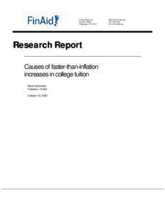 FinAid Page LLC PO BoxPittsburgh, PAResearch Report Causes of faster-than-inflation