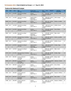 Fall Semester 2016 Class Schedule by Campus as of Aug 19, 2016  Taylorsville Redwood Campus CRN  Subj