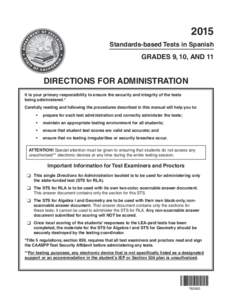 2015 Directions for Administration—STS for RLA (Grades 9–11)